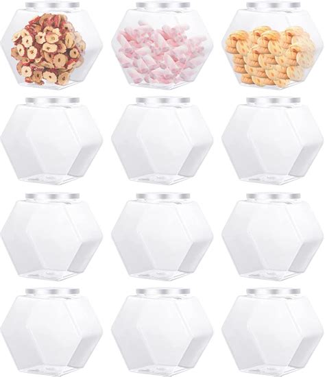 Amazon.com: Tradder 24 Pcs Plastic Candy Jars with Lids 8.5 oz Side ...