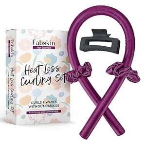 Fabskin Heatless Hair Curler Set For Women | Satin Silk Curling Rod ...