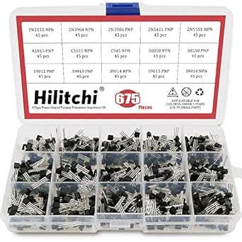Hilitchi 675-Piece 15 Values 2N2222-S9018 NPN PNP Power General Purpose ...