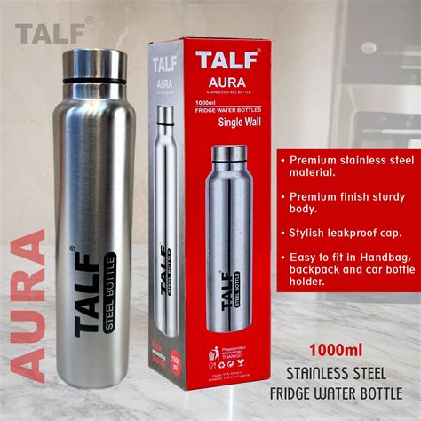 TALF AURA Stainless-steel Water Bottle, 1000ml, Single Wall, Leakproof ...