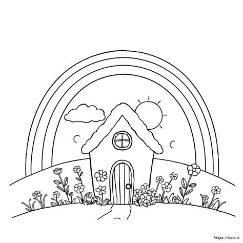 Rainbow House Coloring Pages