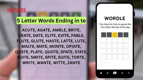 5 Letter Words Ending in te for Wordle, Scrabble and crossword puzzles