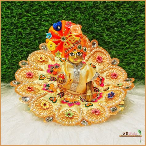 Blended Thread Moti Stone Work Peach Laddu Gopal Poshak - ZARIIWALAA ...