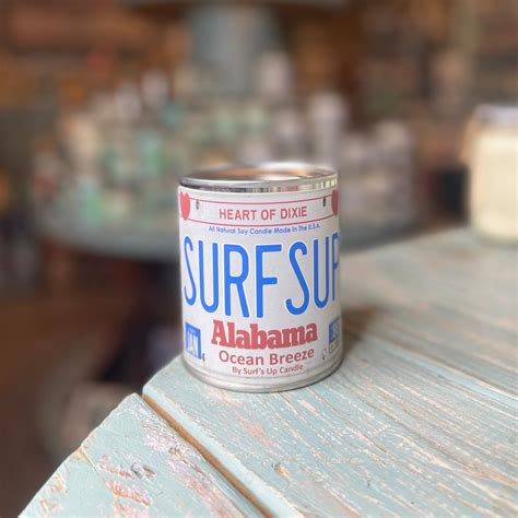 Alabama License Plate Ocean Breeze Paint Can Candle - Surfs Up Fundraising