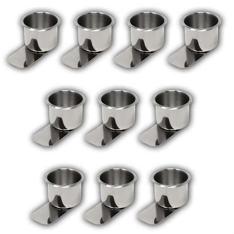Lot of 10 Da Vinci Stainless Steel Slide Under Poker Table Cup Holders ...