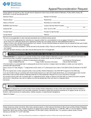 Blue Cross and Blue Shield of Nebraska Appeal/Reconsideration Request ...