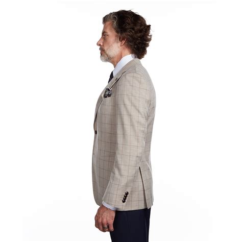 Tan Window Pane Suit Jacket | Windowpane Jacket