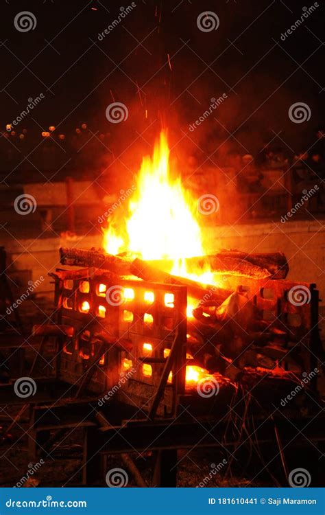 People Look at the Funeral Pyre that Night. the Ceremony of the ...