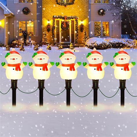 FUNDUXA Christmas Pathway Lights Outdoor With 5 Snowman, 10FT Christmas ...