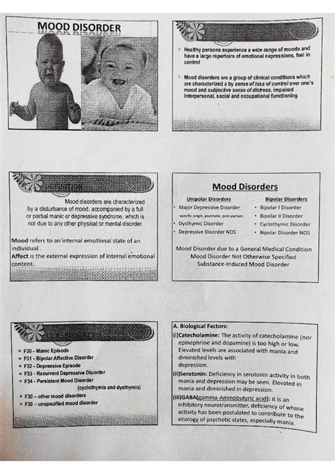 Mood disorders - Bsc nursing - Studocu