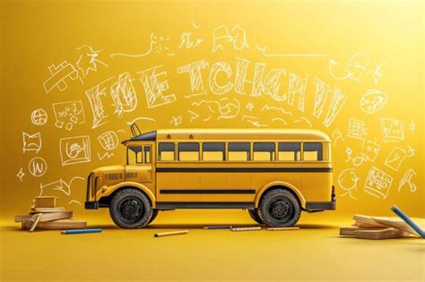 Cheerful school elements on yellow | Premium AI-generated image