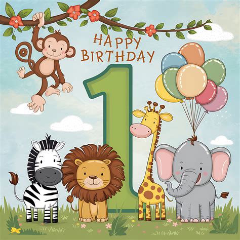 Free Download Happy 1st Birthday Jungle