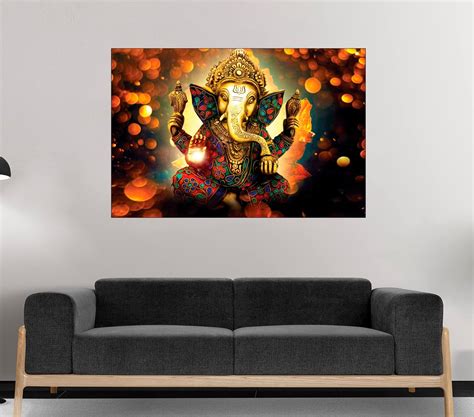 Masstone Lord Ganesh Wall Painting for Living Room | Ganpati Emboss ...