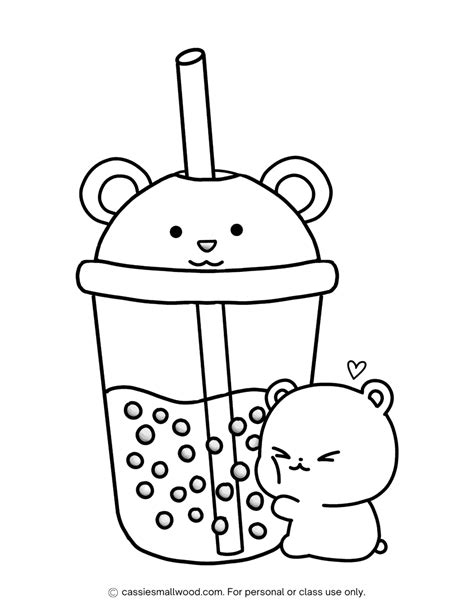 Cute Boba Tea Colouring Pages