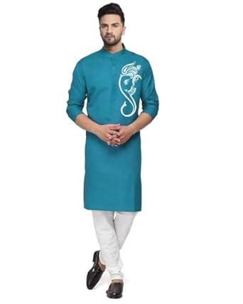 Buy Param Creation Men's Cotton Blend Kurta Only (Ganpati Special ...