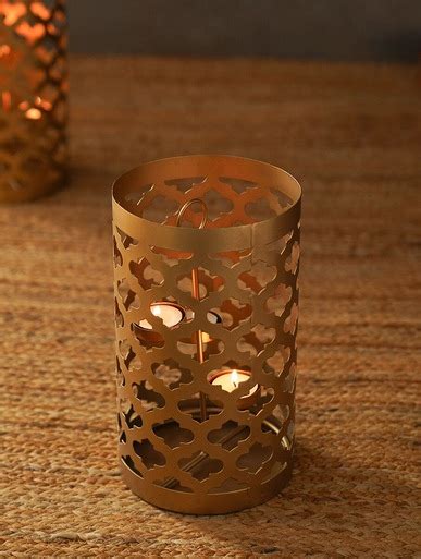 Shop Jaypore Golden Self Standing Iron Tea Light Holders for Home ...