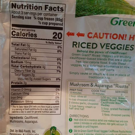Sam's Club Riced Cauliflower Nutrition Facts at Miguel Harbison blog