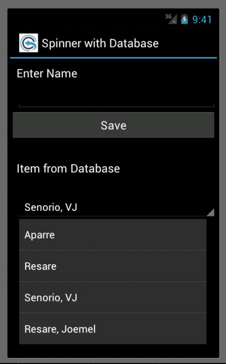 How to Use Spinner in SQLite in Android Studio 的图像结果