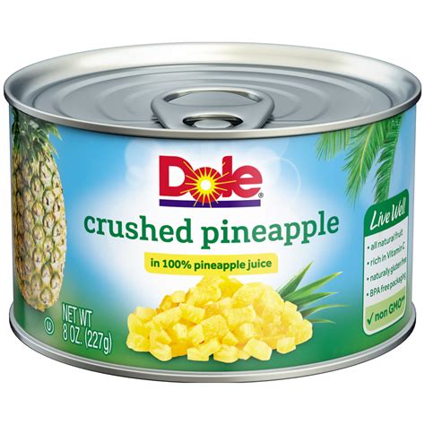 Dole Canned Crushed Pineapple in 100% Pineapple Juice 8 oz Can ...