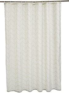 amazon basics Polyester Printed Shower Curtain with Hooks, 6ft, Grey ...