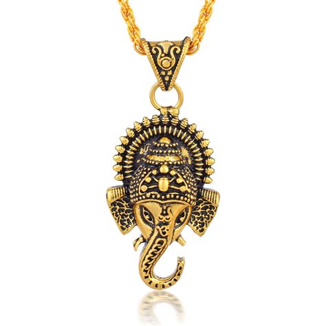 Brass Antique finish Goldplated Ganpati Lord Ganesha Pendant – Superstore18