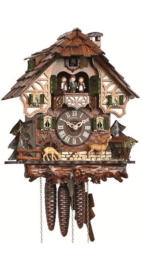 Buy Anton Schneider Cuckoo Clock Black forest house, turning mill-wheel ...