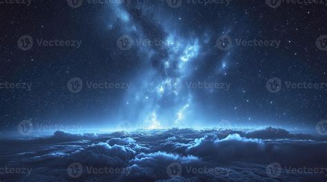 AI generated a clear night sky with the appearance of Noctilucent clouds that glow in the dark ...