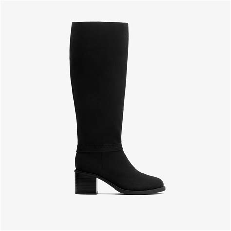 Womens Chamberly Hi Black Leather Knee High Boots | Clarks