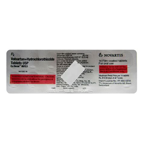 Co-Diovan Fct 80/12.5Mg Tablet | Uses, Side Effects, Price | Apollo ...