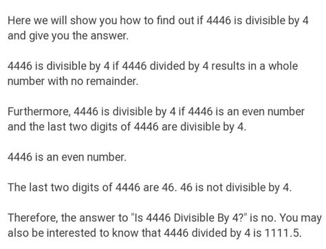 (44 46)is divisible by 4 - Brainly.in