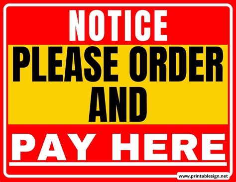 Free Printable Order Here Sign