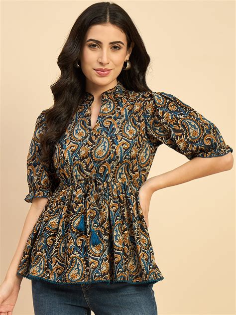 Motif Printed Peplum Top – Azira-Ind