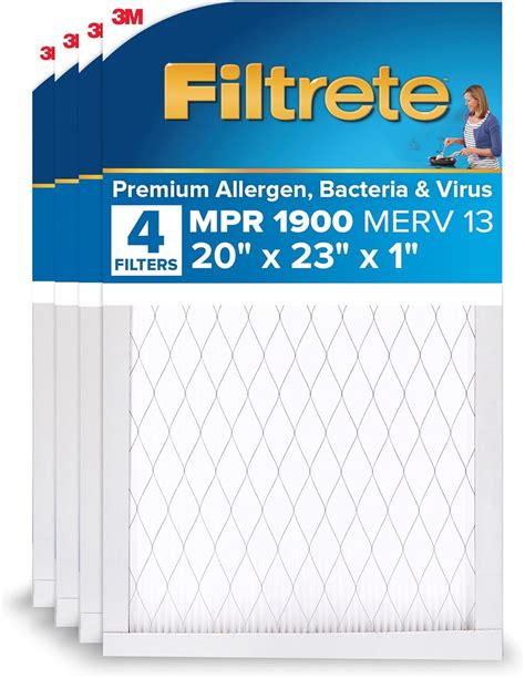 Filtrete 20x23x1 AC Furnace Air Filter, MERV 13, MPR 1900, Premium ...