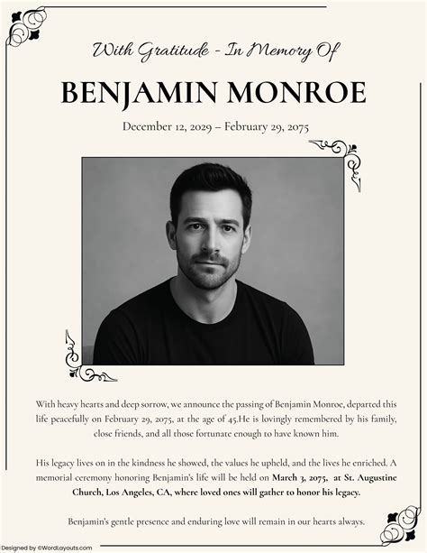 With Gratitude Obituary Template - WordLayouts