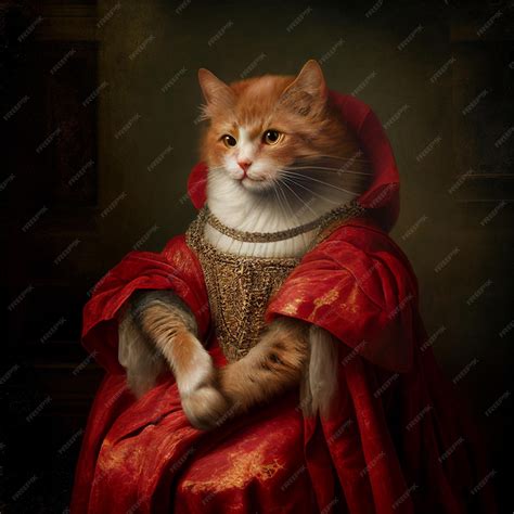 Premium Photo | Noble medieval cat imitation of van dyck proud cat in a ...
