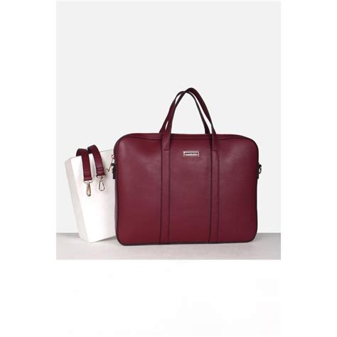 Buy Van Heusen Women Formal Maroon Solid Laptop Bag with Detachable ...