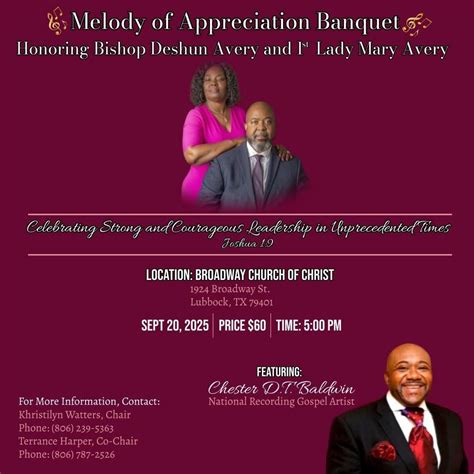 Melody of Appreciation Banquet honoring Bishop, Deshun Avery, and First ...