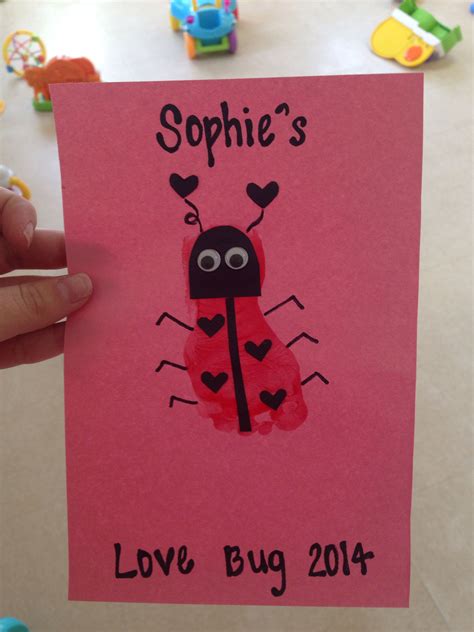 Valentines day love bug lady bug footprint toddler craft | Valentine's ...