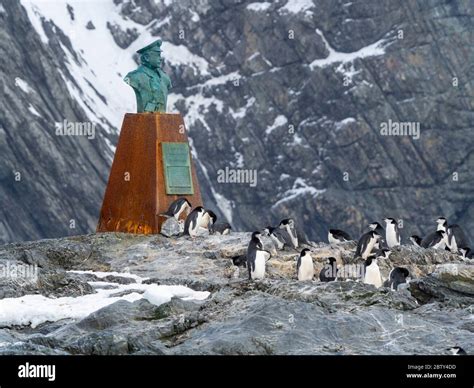The statue of Piloto Pardo at Point Wild, Elephant Island, Antarctica ...
