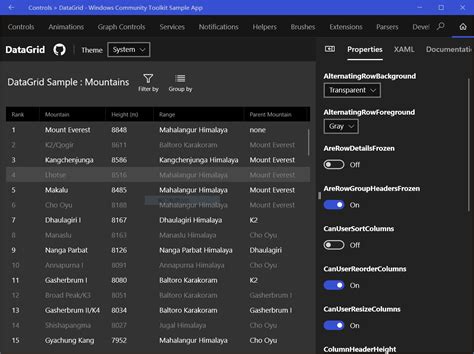 DataGrid 的图像结果