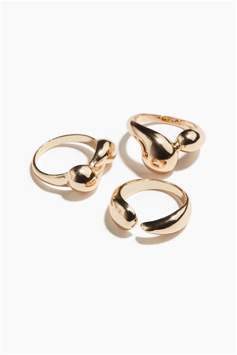 3-pack rings - Gold-coloured - Ladies | H&M IN