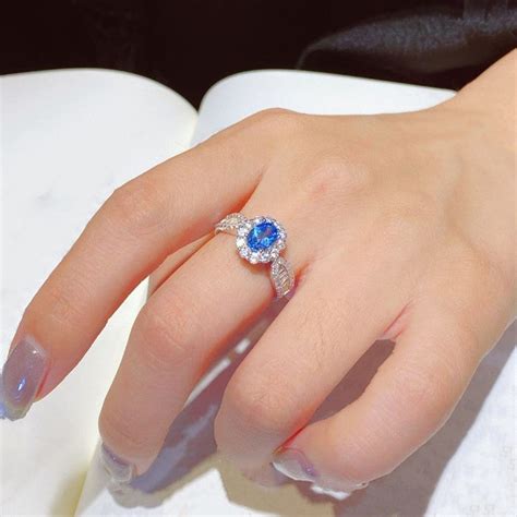 Silver Plated American Diamond Crushed Ice Cut Blue Oval Contemporary ...