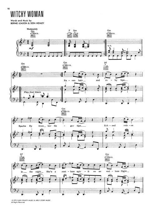 Eagles-Witchy Woman Sheet Music pdf, - Free Score Download ★