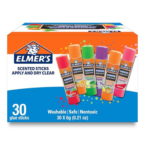 Elmer’s Scented Glue Sticks, Safe, Nontoxic School Glue, 30 Count (6g ...