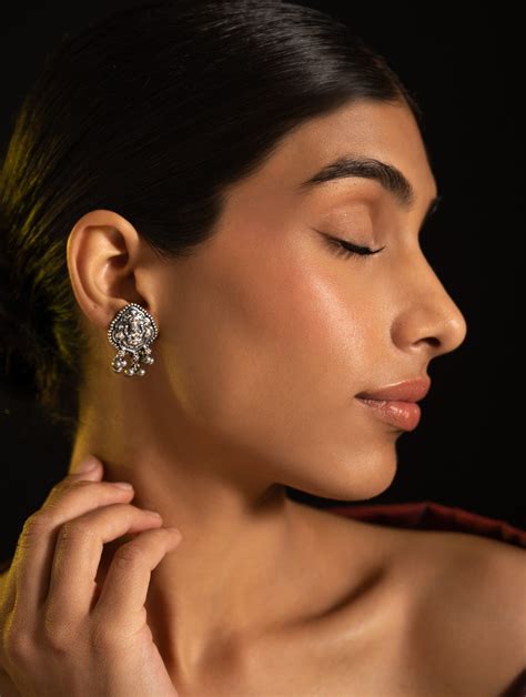 Buy Pure Silver Traditional Maharashtrian Earrings - Devyani Studs Online