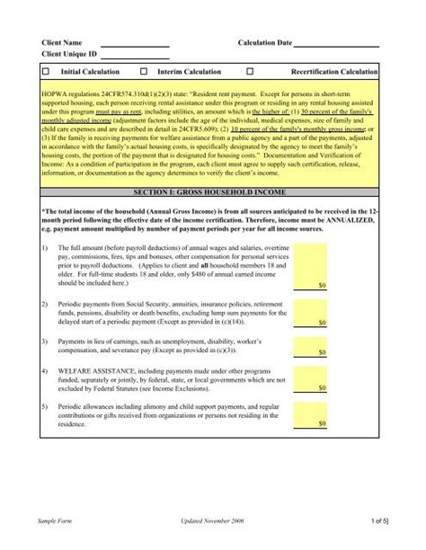 Income & Resident Rent Calculation Worksheet - OneCPD - Worksheets Library