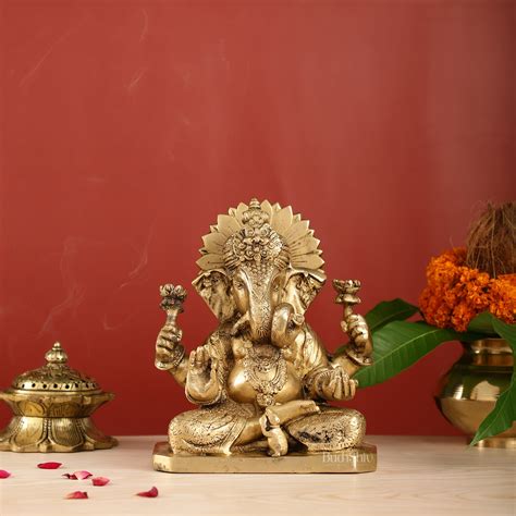 Buy Dagdusheth Ganpati Brass Statue - Budhshiv.com