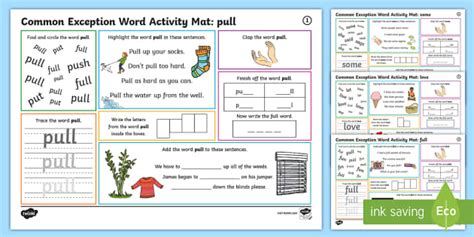 Year 1 Common Exception Word Activity Mat Pack 8 - Twinkl