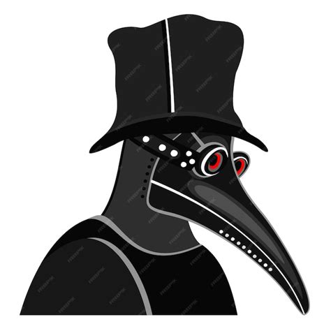 Médico da peste. Ilustração em vetor isolado. Preto e branco. Olhos ...