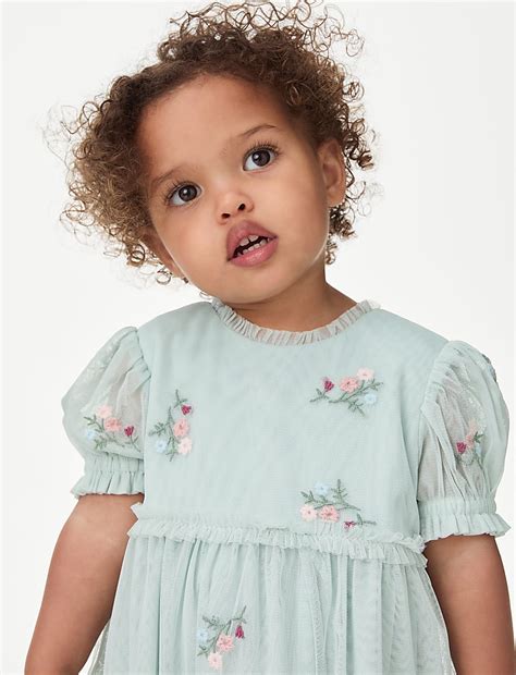 Buy Floral Embroidered Tulle Dress (0-36 Mths) at Marks & Spencer